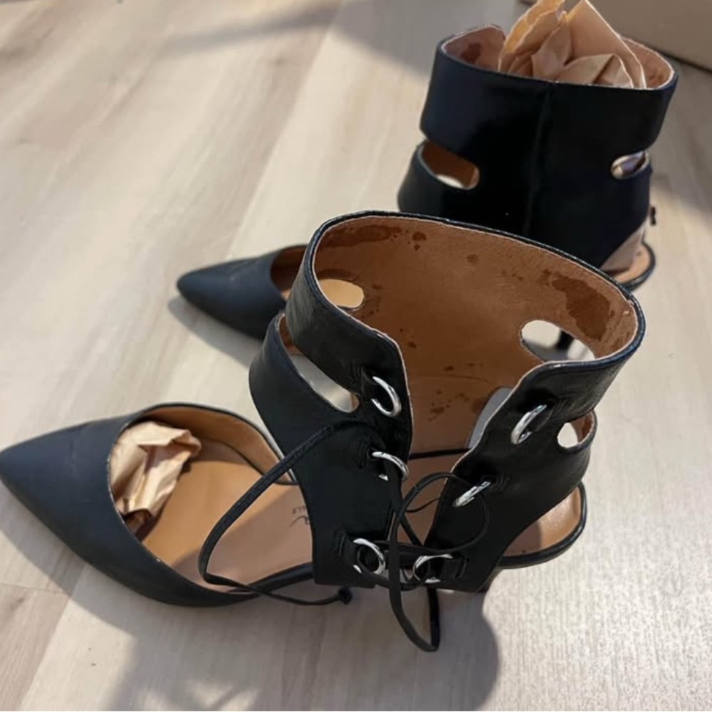 Nina Originals Black Lace-Up Cutout Heels – Size 9